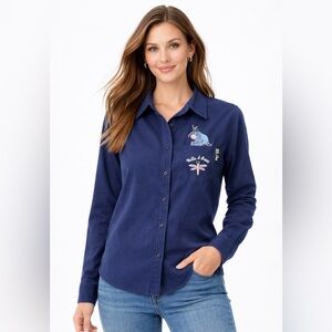 Vintage Disney Eeyore Embroidered Button-Up Shirt Size Small